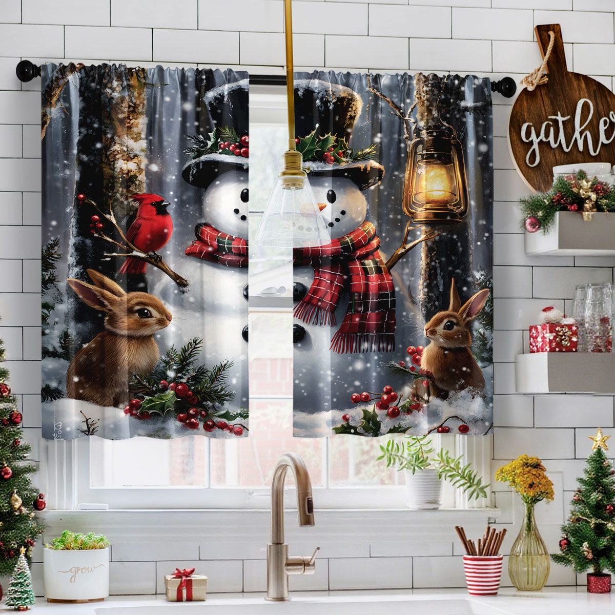 3D Printing Youtube - VIKAMA 2PCS Christmas Short Valance Curtains