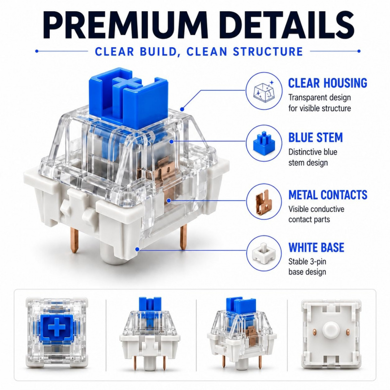 60PCS Blue Mechanical Keyboard - огляд і ціна 3D Print Removal Tool